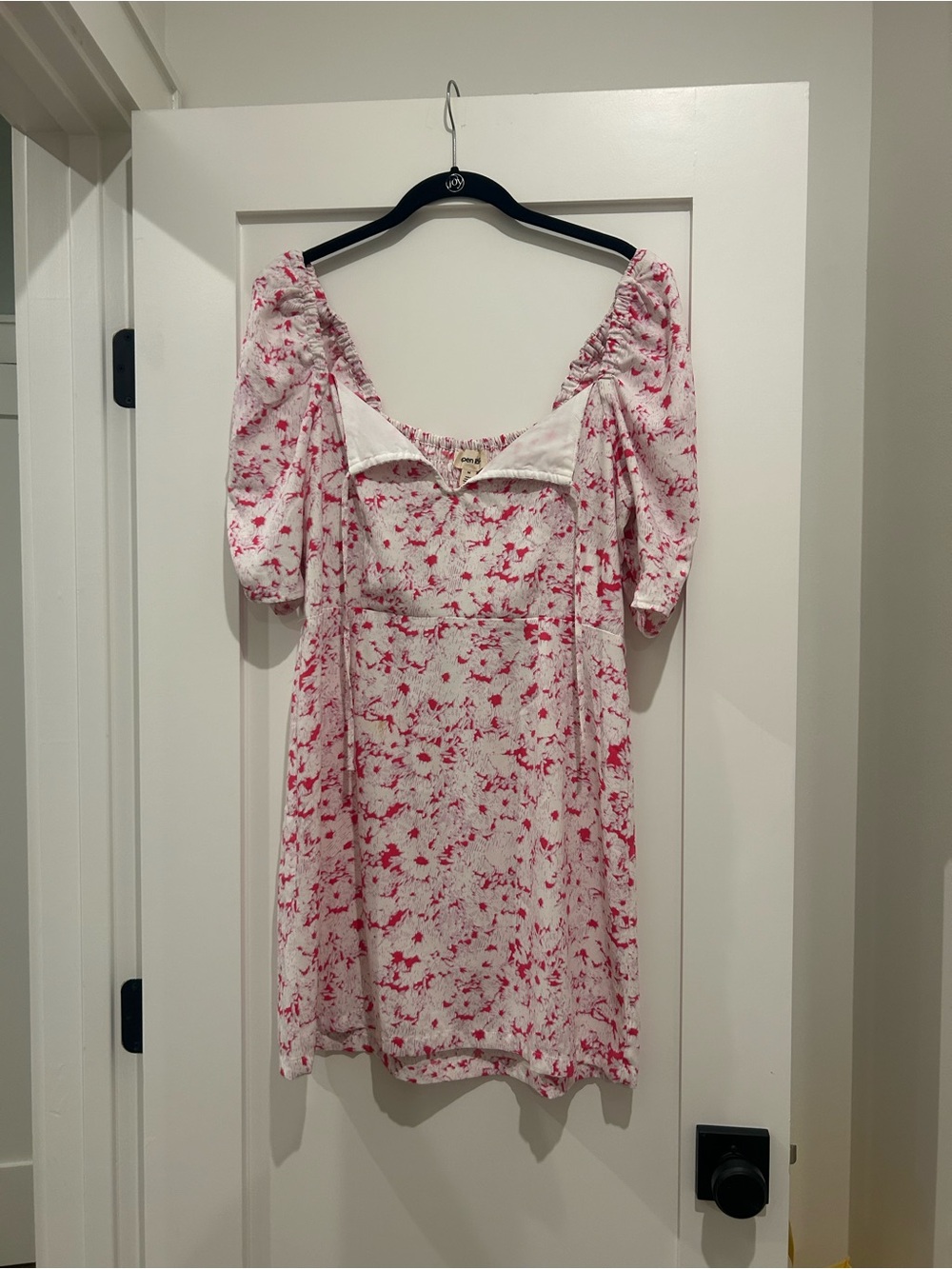 Open Edit Pink Floral Puff-Sleeve Dress